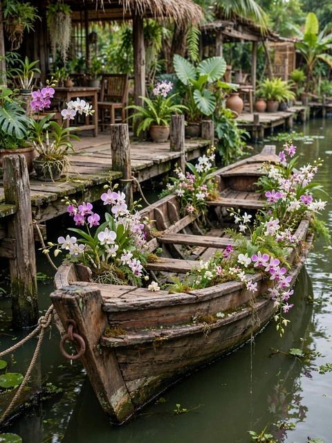 เรือไม้เก่าริมตลิ่ง